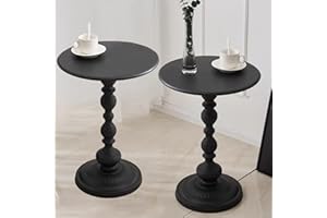 Vorriop 2 Set Pedestal Metal Round Side Table, Black Sofa Table, Small TV Tray Table for The Sofa in The Living Room and Bedr