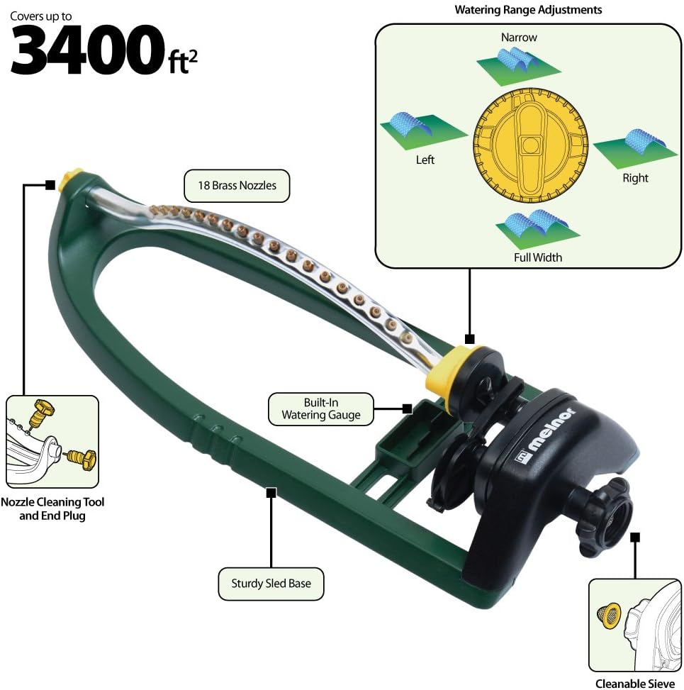 Melnor 65048-AMZ Oscillating Sprinkler with Brass Nozzles and QuickConnect Product Adapter Set, 3, 400 sq. ft,  Bundle : Garden & Outdoor