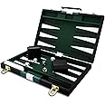 Backgammon Set - Classic Board Game with Premium Leather Case - Portable Travel Strategy Backgammon Game Set for Adults, Kids (11inch, Black)