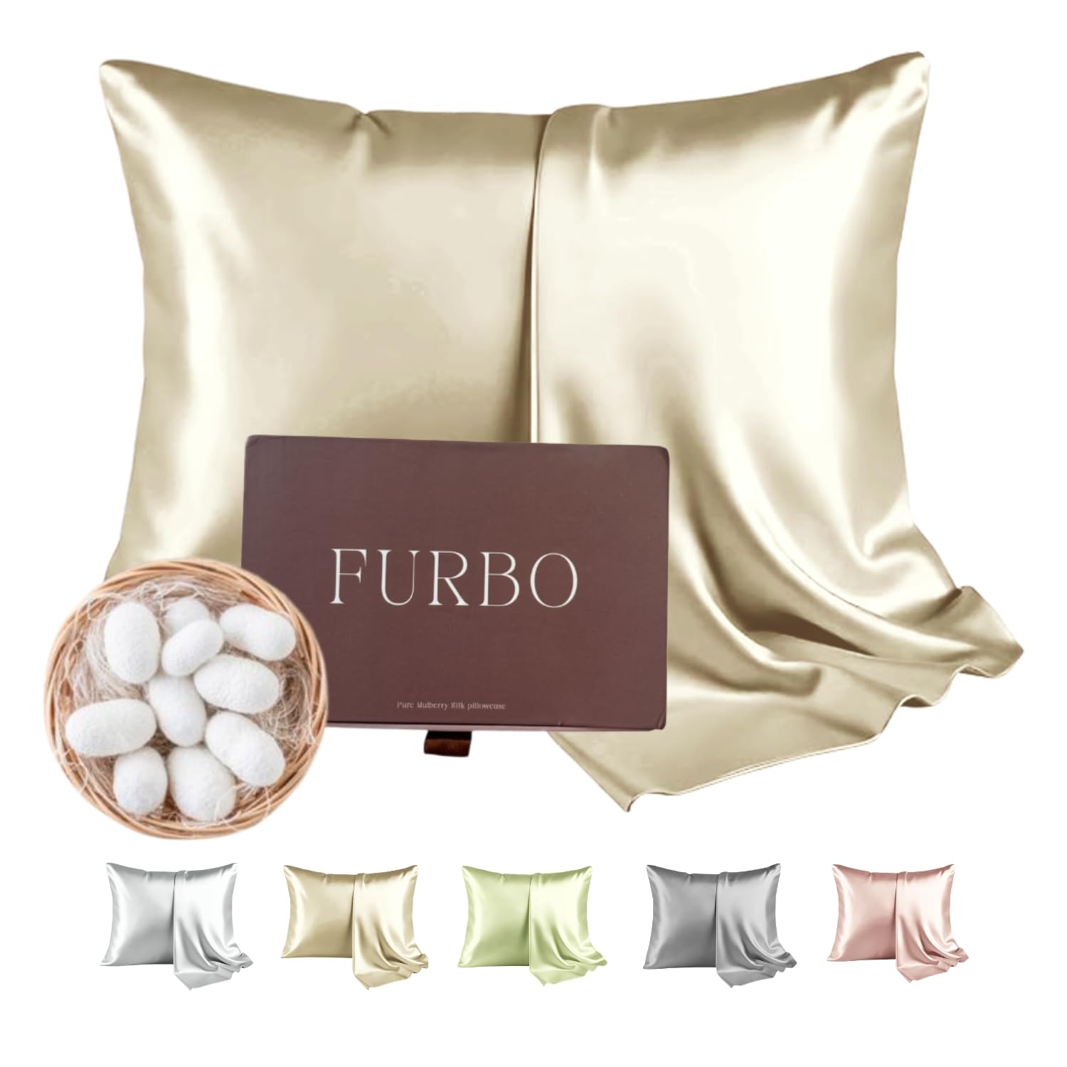 Photo 1 of 100% Mulberry Silk Pillowcase – 22 Momme 6A Grade – Burn Test Included – Pure Bliss for Hair & Skin – Cooling, Anti-Frizz, Luxury with Hidden Zipper – Queen 20x30 Inch, Golden Hour