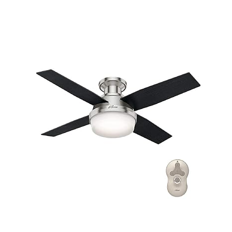 Dempsey Low Profile Brushed Nickel Ceiling Fan With Light