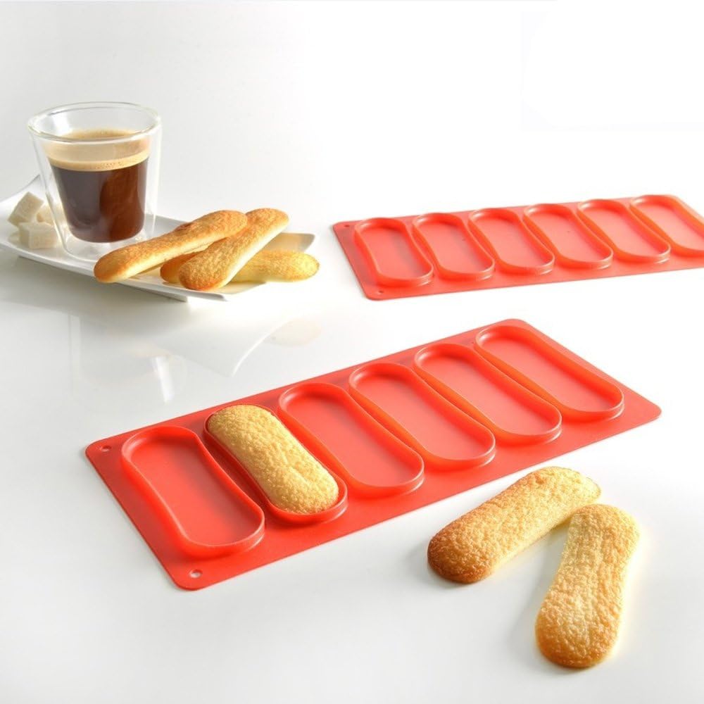 Elicuisine 0137 Set De 2 Moules Langue De Chat Silicone Rouge 0 Cm Amazon Fr Cuisine Maison