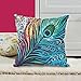 Ablevel Elegant Beautiful Peacock Design Personalized Square Cotton Blend Throw Pillow Case Decor Cushion Covers (Blue)