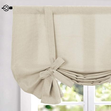 cortinas para ventanas de cocina con cinta para atar estilo vintage de lino oscurecimiento de la habitacion cortinero ajustable para ventanas