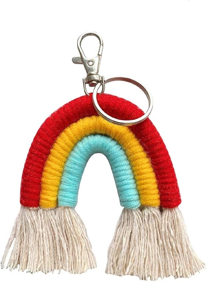 Weaving Rainbow Keychains Boho key Holder Keyring Macrame Bag Charm Car