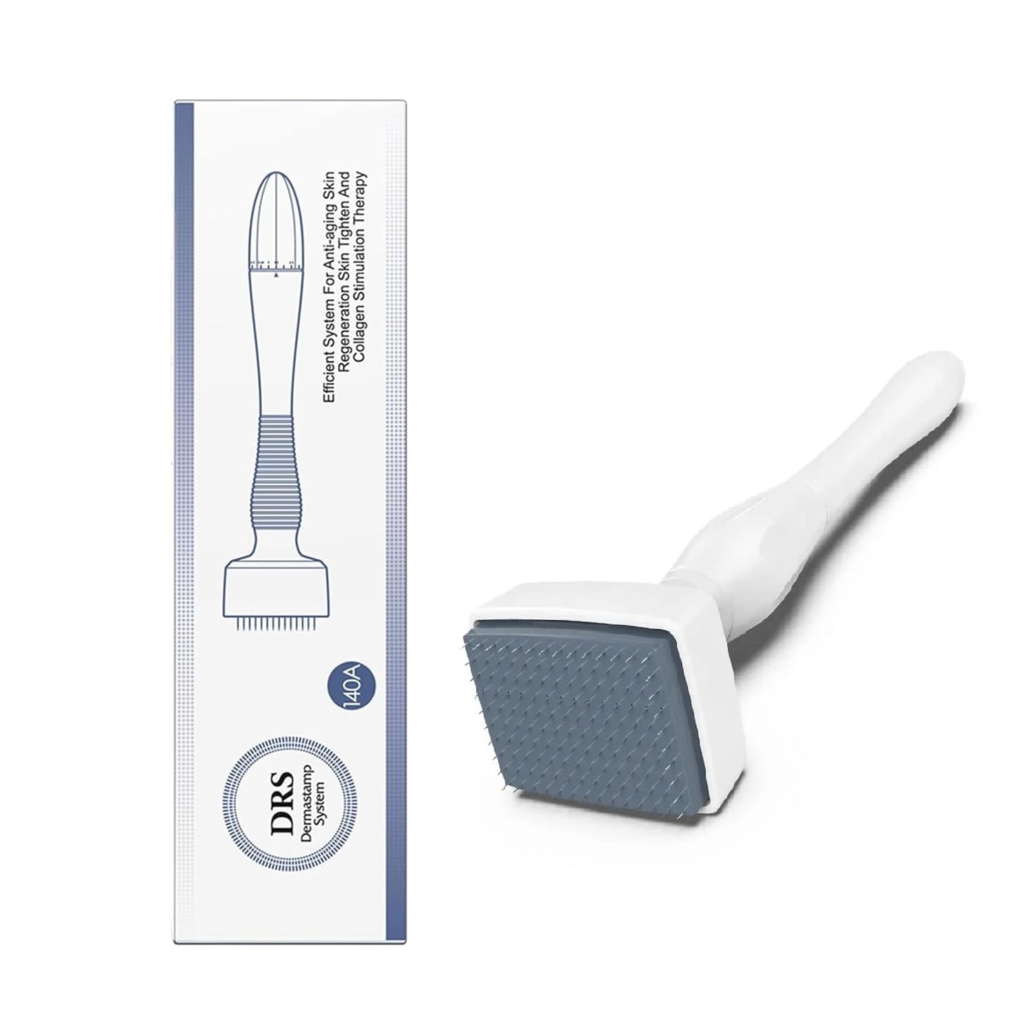 Derma Stamp,140 Titanium Microneedling, 0-3mm Adjustable Microneedle Derma Roller for Face Body Hair Beard Growth, Microneedle Skin Care Tool for Men and Women Home Use