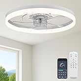 Fszdorj 23.6'' Ceiling Fan with Light, Upgraded Low Profile Fan, Flush Mount Ceiling Fan, 6 Speeds, Dimmable LED, App & Remot