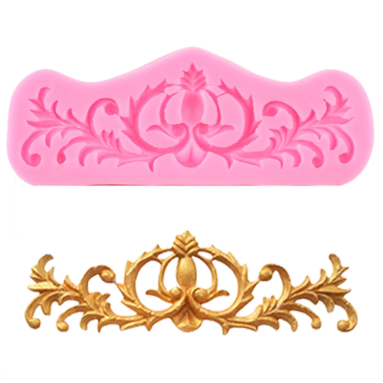 XMOLDNMS Baroque Style Curlicues Scroll Lace Silicone Fondant Moulds Relief Flower Mould for Cake Decoration Cupcake Topper Candy Chocolate Polymer Clay Gum Paste