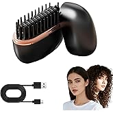 2026 New Mini Straightener, Rechargeable Portable Hair Straightener Brush, 3-Speed Temperature Control, Anti-Scald Shell, Cordless USB Charging Straighteners (Black)