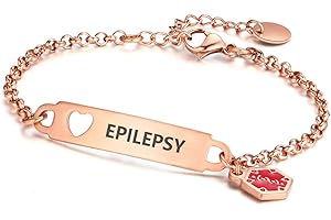 Divoti Pre-Engraved Simple Rolo Chain Medical Alert id Bracelet for Women