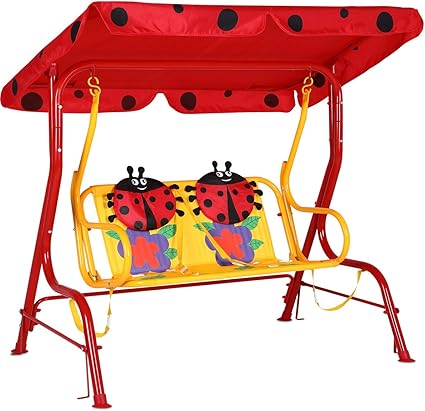 Deuba Balancelle Pour Enfants Jardin Avec Auvent Rouge Motifs Coccinelle Amazon Fr Jardin