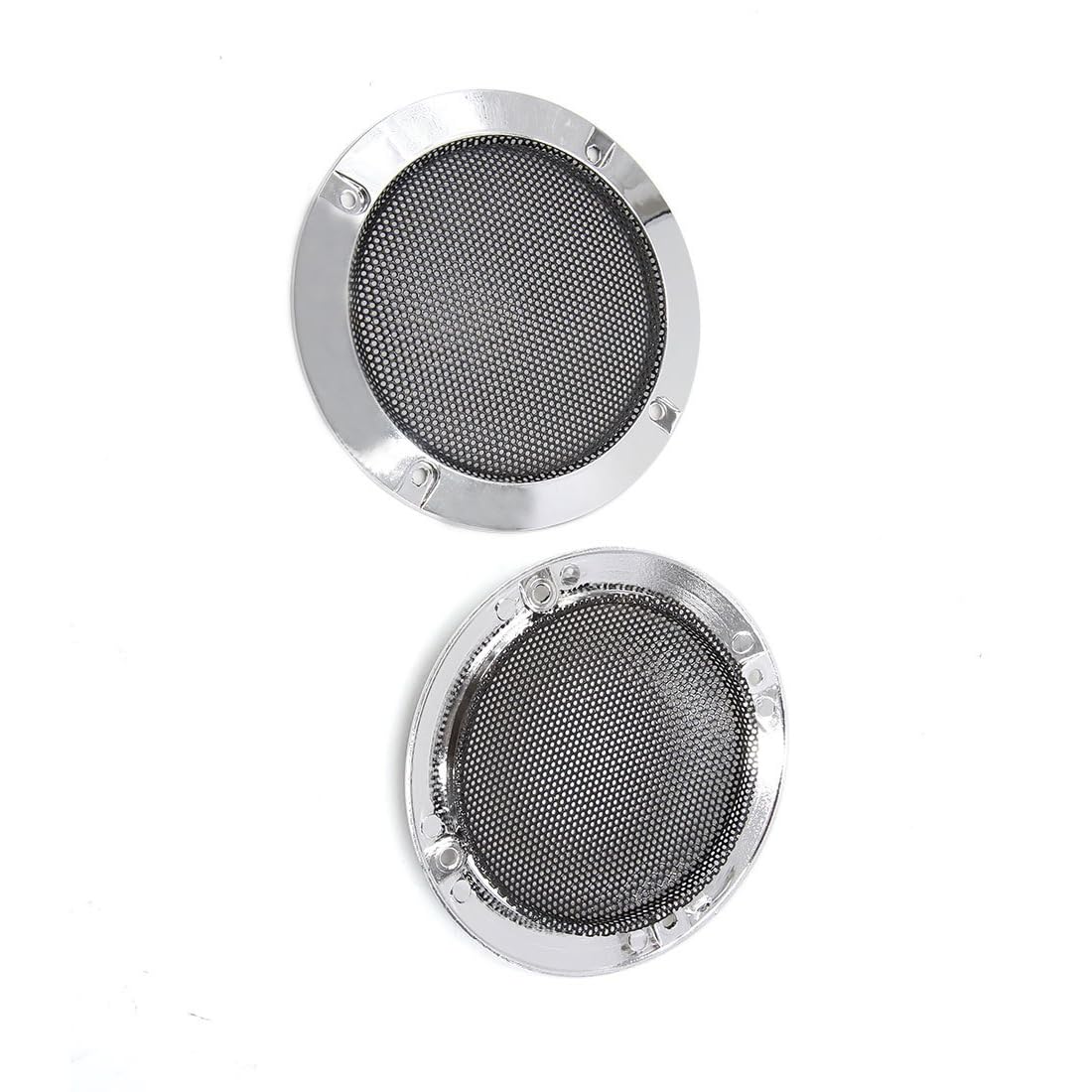 MACHSWON 2Pcs Car Woofer Subwoofer Mesh Cover Protector Silver Chrome Plating Audio 4.9 Inch