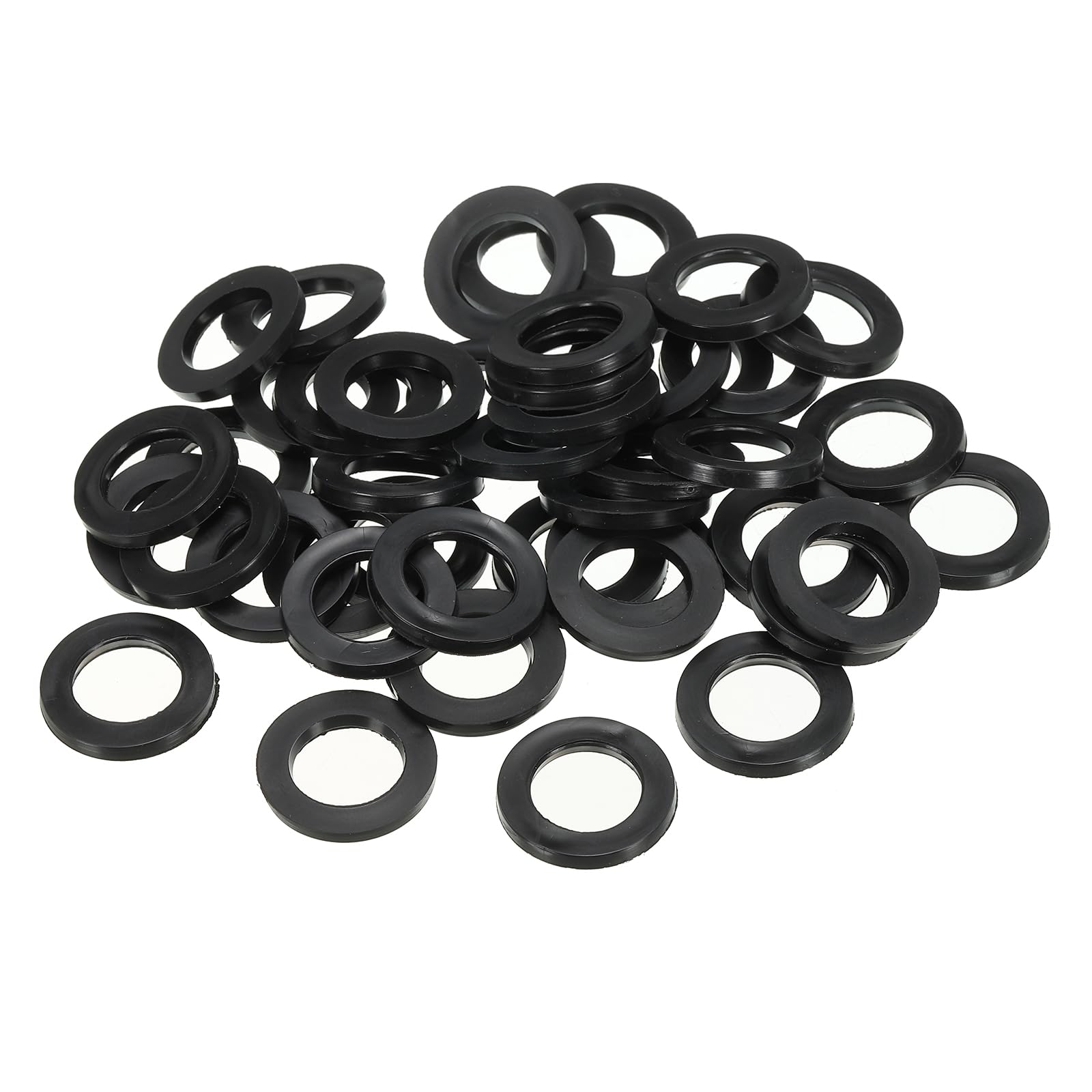 PATIKIL M15 Rubber Flat Washer, 120 Pack 15mm ID 23mm OD 2.5mm Thick Sealing Spacer Gasket Ring for Faucet Pipe Water Hose Fastener Bolt, Black
