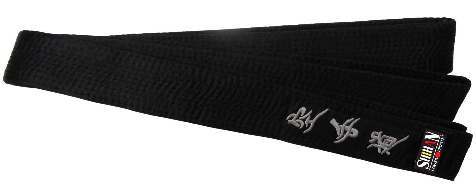 Black Belt SILVER MATSUMOTO With Embroidery in Japanese 300cm For Men/Women Karate, Kickboxing, Shotokan, Shito-Ryu, Goju Ryu, All Styles Of Martial Arts Karate Black Belt Shihan Master Kenpo