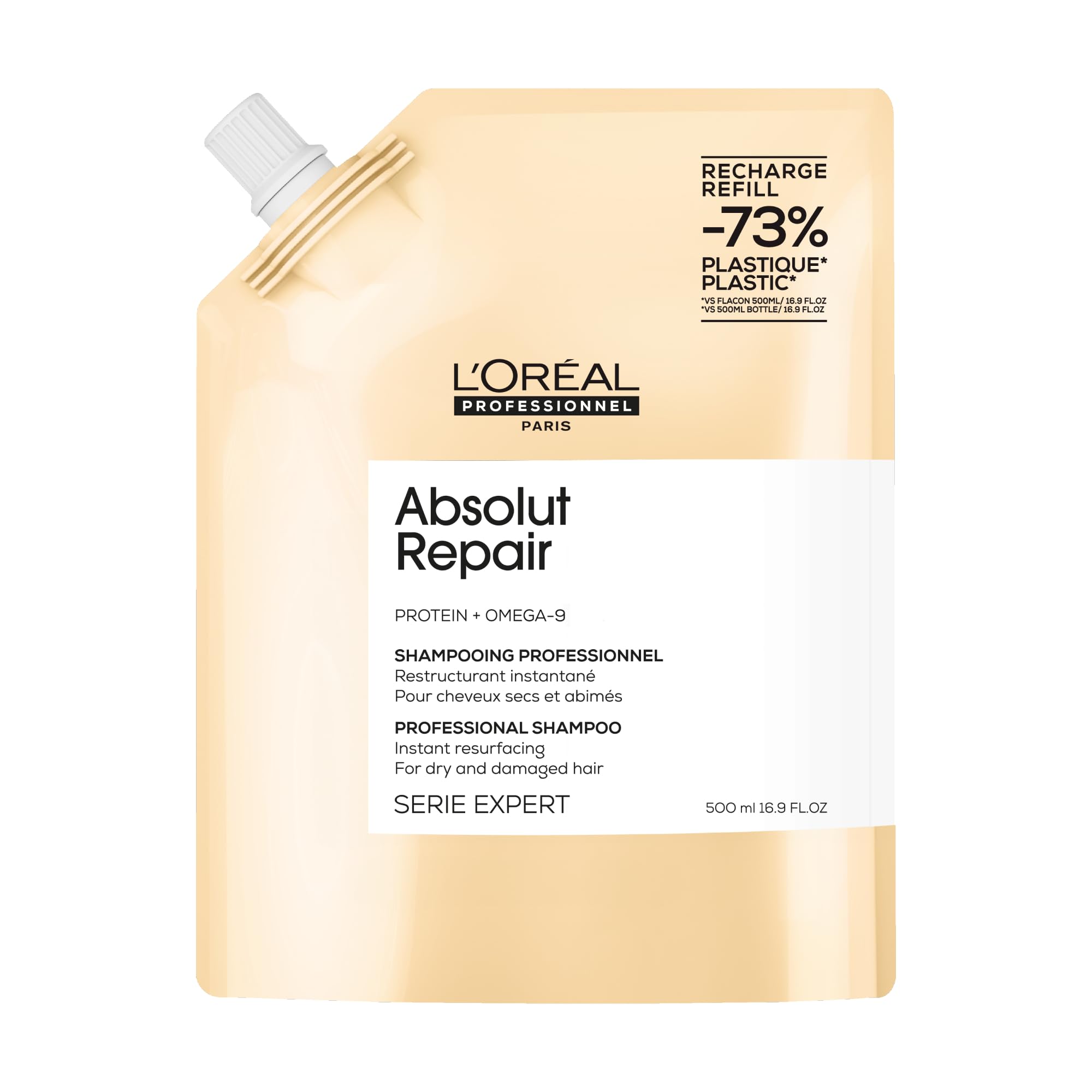 L’Oréal Professionnel Absolut Repair Refill Shampoo 500ml, For Dry Hair, Instant hydration, softness & shine