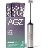 AG1 AGZ Sleep Drink, Magnesium Herbal Nighttime Blend, 30ct with Frother | Calming Sleep Aid Powder, Melatonin-Free, Ashwagandha, Saffron &amp; Valerian &ndash; Herbal &amp; Adaptogen Drink Mix, Chocolate Mint