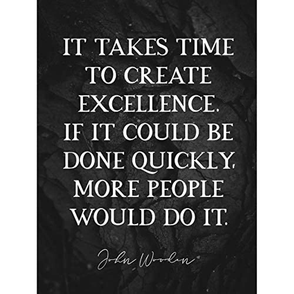 Artery8 Slate Quote John Wooden Excellence Basketball Coach Art Print Canvas Premium Wall Decor Poster Mural