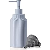 Modern Ceramic Soap Dispenser for Bathroom，14oz Ceramic Soft Touch Hand Lotion Dispenser with Pump，Liquid soap Dispenser for Kitchen Rubber Paint (Blue)