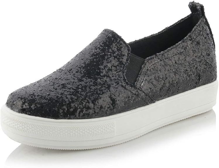 black glitter slip on trainers