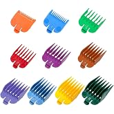Clipper Guards Set Compatible with Most Wahl Clippers, Color Coded Clipper Guides Replacement - 1/16" to 1", 10 Piece Set
