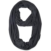 corciova Black Soft Girl Women Infinity Wrap Scarf Stretchy Jersey Knit Sleep Head Circle Scarf Continuous Loop Light Weight
