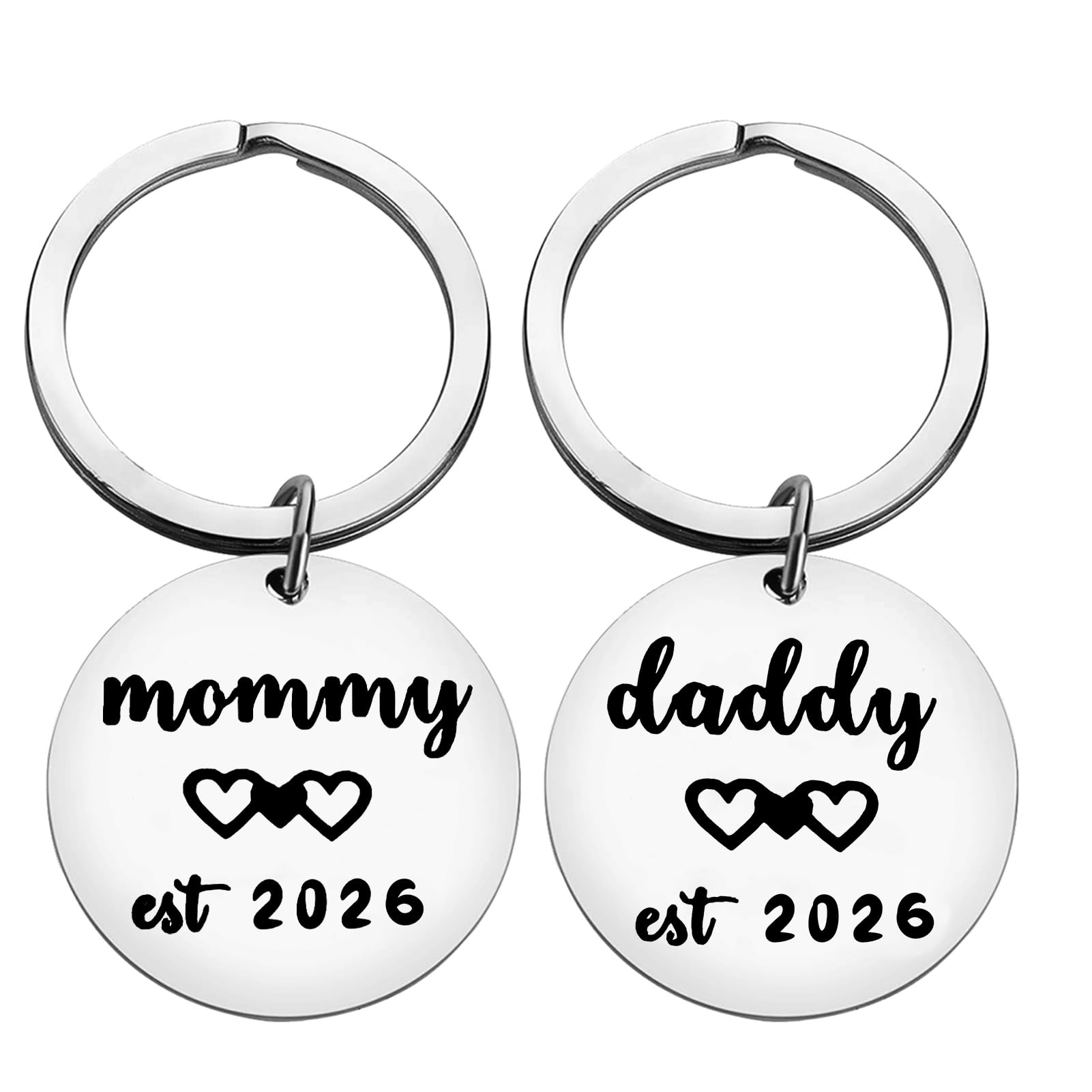 Ximalun New Mum New Dad Gifts Pregnancy Announcement Gifts Mommy and Daddy Est 2026 Keyring Set New Parents to Be Keyring First Time Mum Dad Gift Baby Announcement Gift for New Mommy Daddy