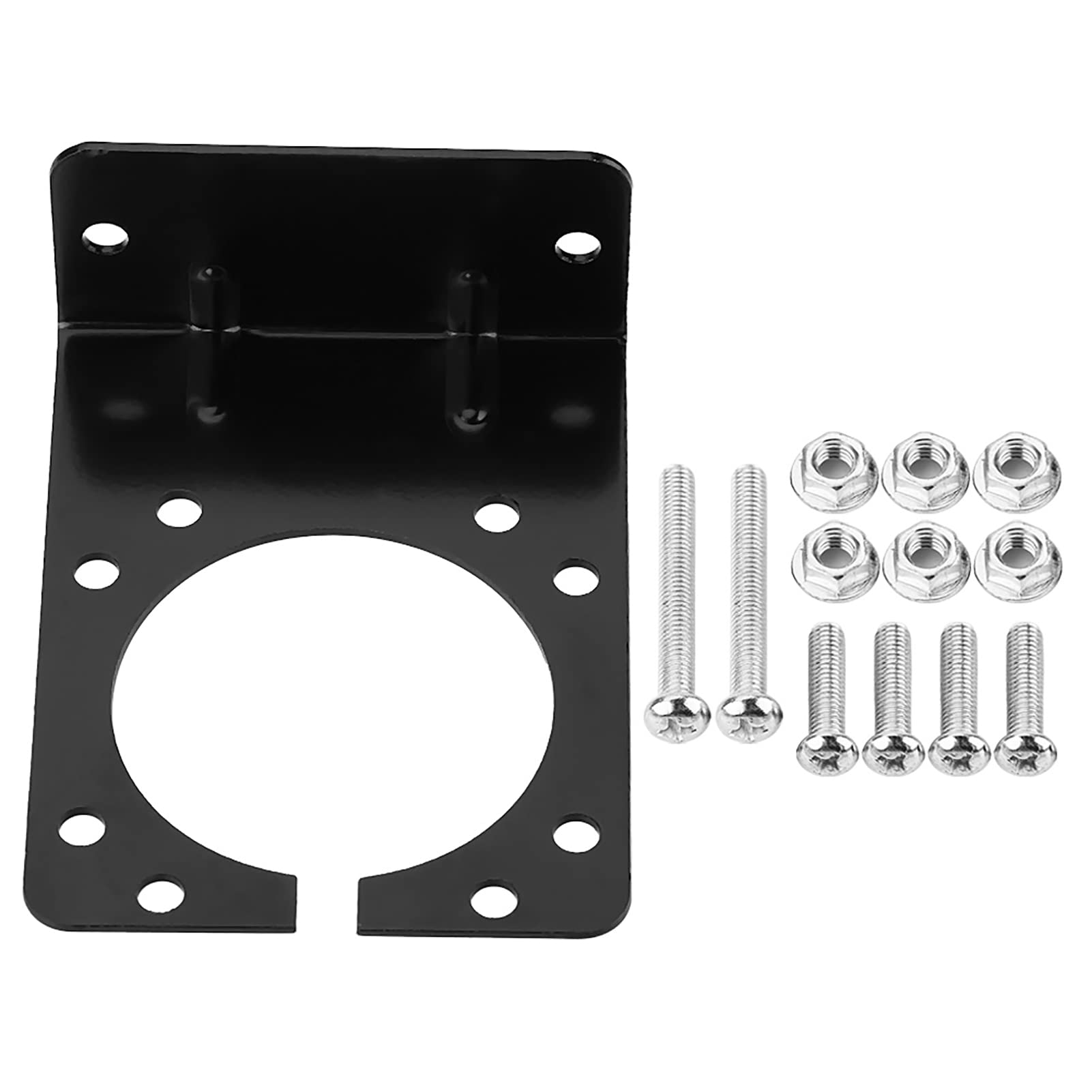 Connector Socket Mounting Bracket, Keenso Right Angle Plug Socket Bracket for 7 Pin Caravan Towing Trailer Connector with Complete Screws & Nuts Black other instruments