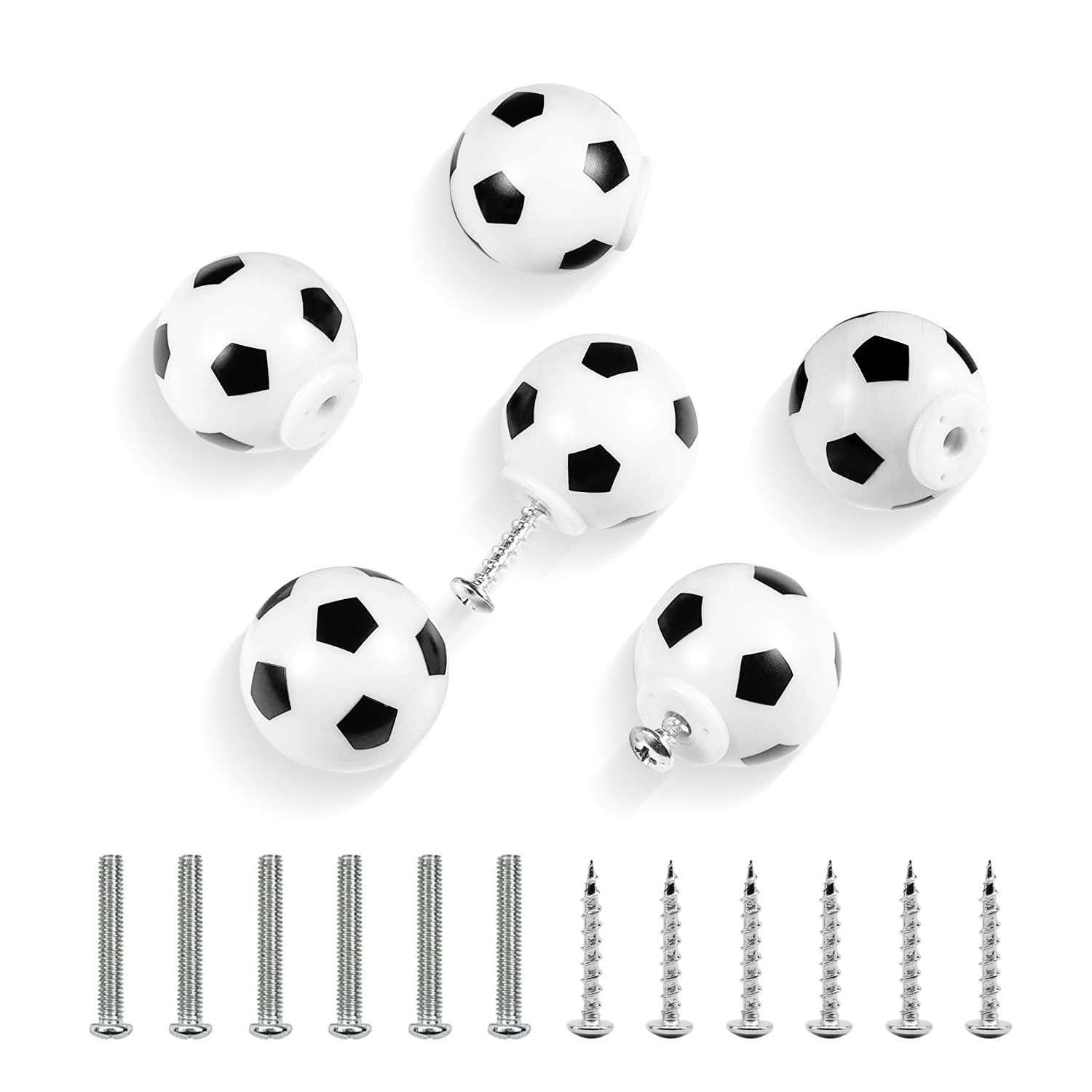 MABAHON 6Pcs Football knobs Handles Soccer Knobs Football Dresser Knobs for Dresser Cupboard Wardrobe Cabinet Home Kitchen Bathroom Wardrobe (6pcs)