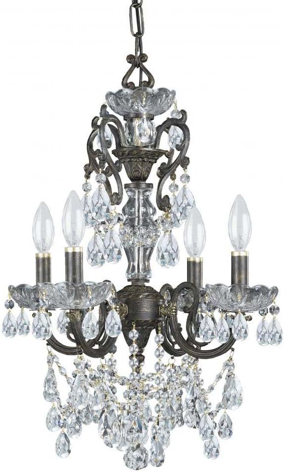 Crystorama 5194-EB-CL-SAQ Crystal Four Light Mini Chandeliers from Legacy collection in Bronze/Darkfinish,