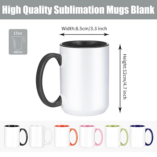 TANGLONG SUBLIMATION MUGS 15 OZ SET OF 12 SUBLIMATION BLANK WITH BOX BULK COFFEE MUGS COFFEE CUPS TAZAS PARA SUBLIMAR 6 ASSORTED COLORS
