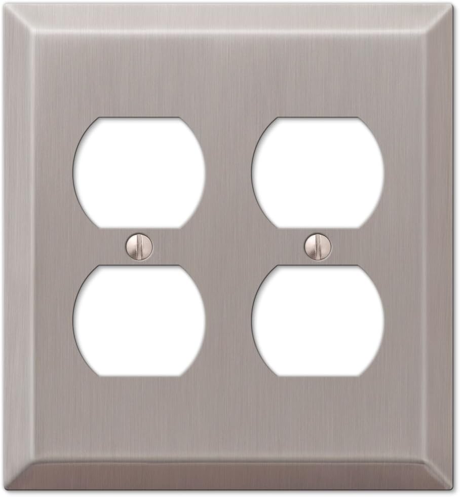 Amerelle Century Double Duplex Steel Wallplate in Brushed Nickel