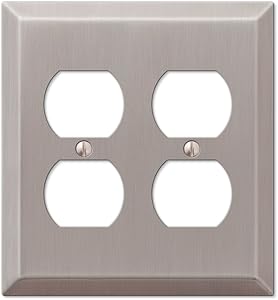 Amerelle Century Double Duplex Steel Wallplate in Brushed Nickel