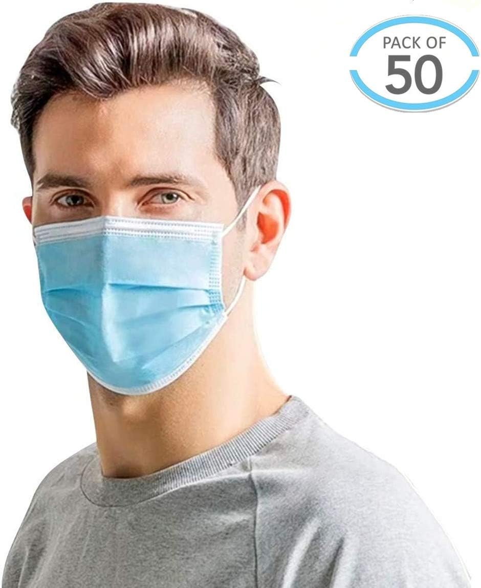 50pcs Disposable Fcae Másks Cover, Thick 3-Ply Comfortable Earloop Face Mouth M a s k for Dust Protection, Breathable Anti Dust Safety Másk Cover for Gérms Coroná Virùs Coronávirus Flù