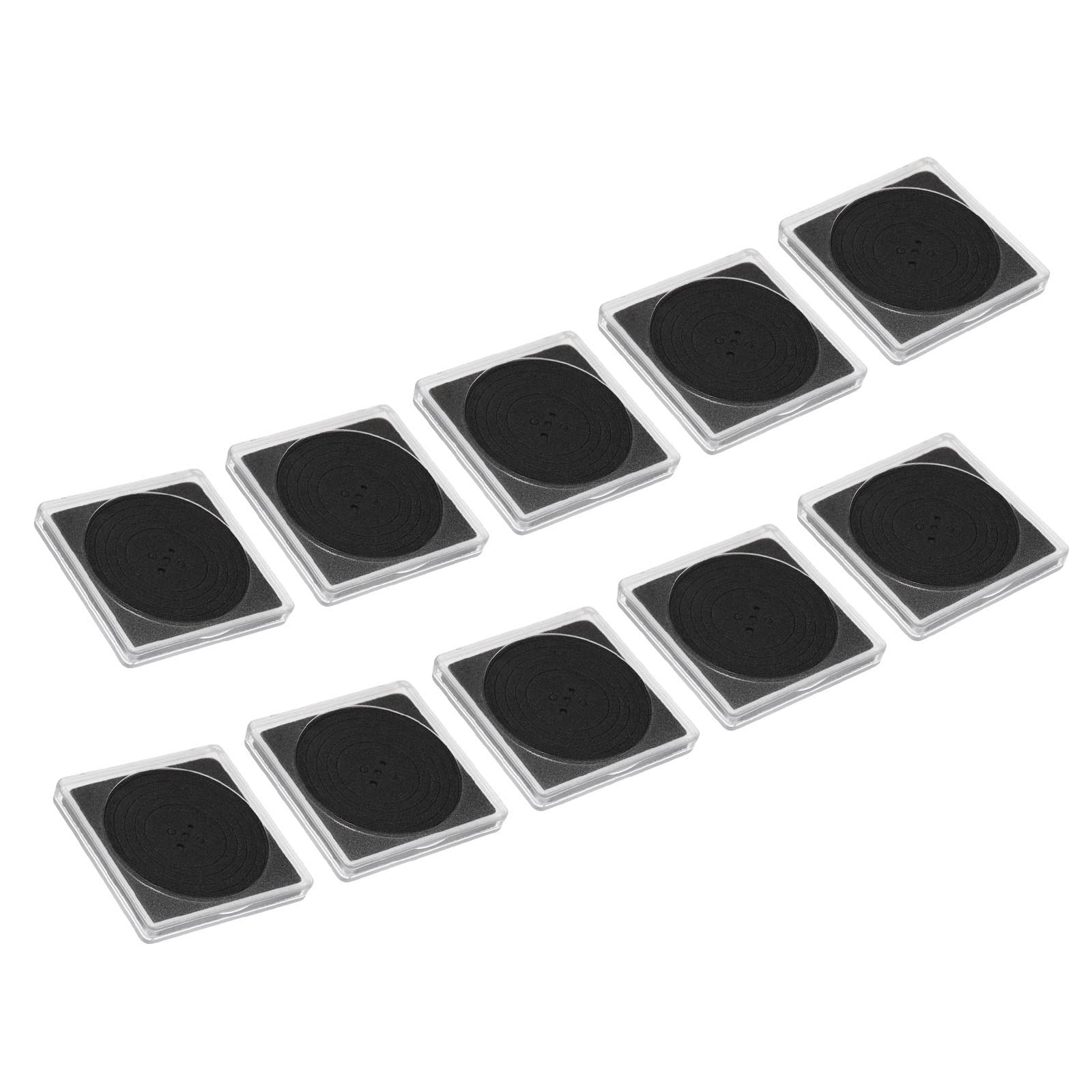 PATIKIL Coin Snap Holder, 10 Pack Coin Collection Case Square with Foam Gasket Coins Display Box Fit 20/25/30/35/40mm Coins for Collector Collection Supplies, Clear Black
