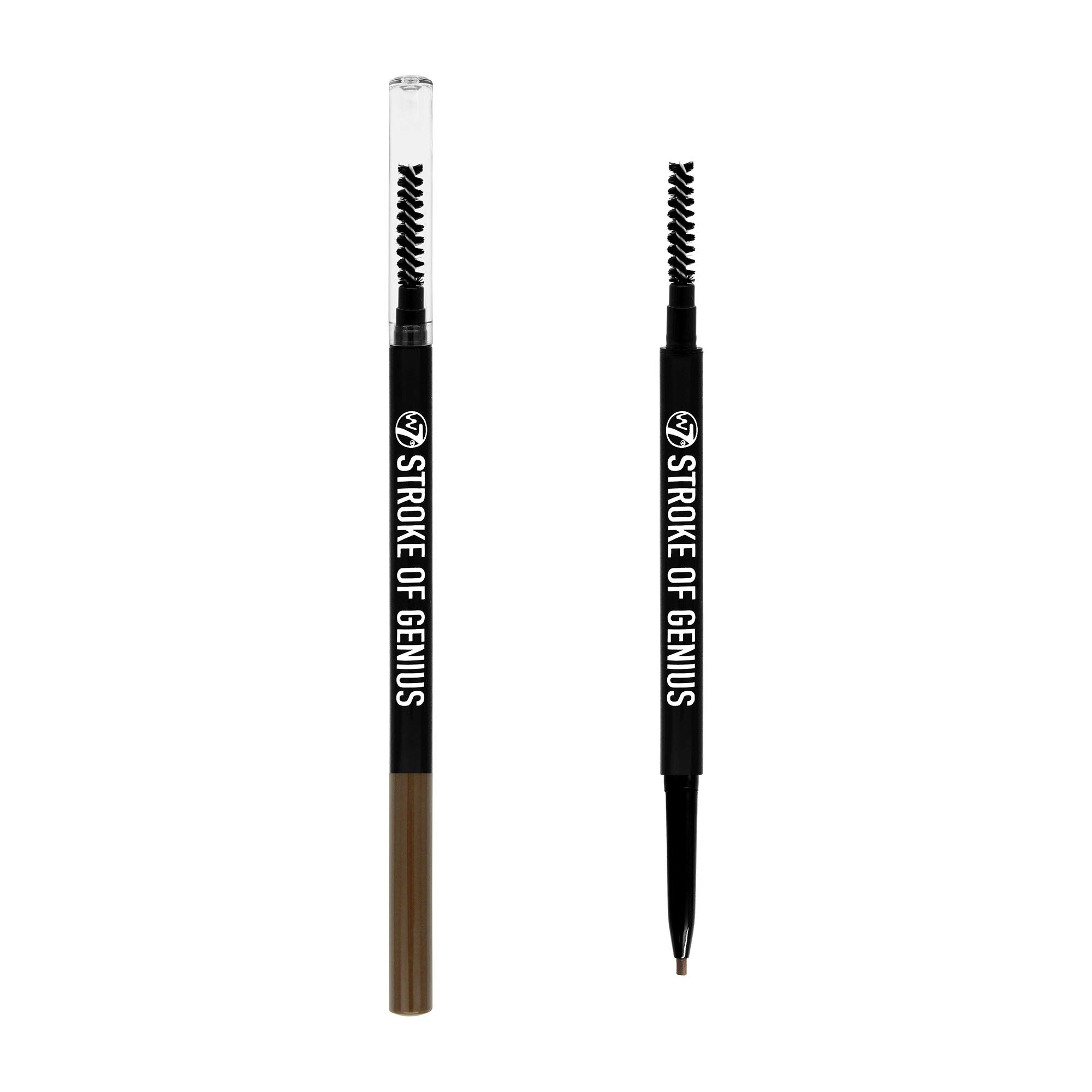 W7 Stroke Of Genius Eyebrow Pencil - Dual Ended Mechanical Brow Pencil With Spoolie Brush - Professional Brow Makeup (Brunette)