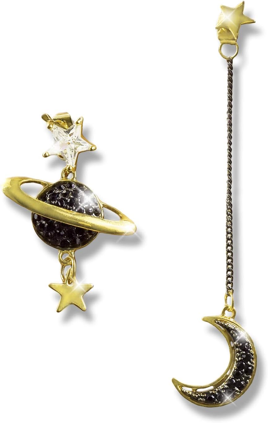 Earrings for Women Dangle Stud Drop Crystal Earrings Asymmetry Star Moon Earrings