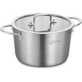 LOLYKITCH Tri-Ply 3 Quarts Stainless Steel Induction Cooking Pot,Small Stock Pot,Sauce Pot with Lid,Dishwasher and Oven Safe.