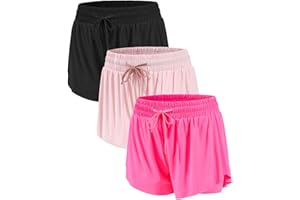 ATTIQOZI 3 Pack Butterfly Shorts Girls Flowy Shorts with Pocket 2-in-1 Athletic Running Soccer Bike Short for Teen Girls