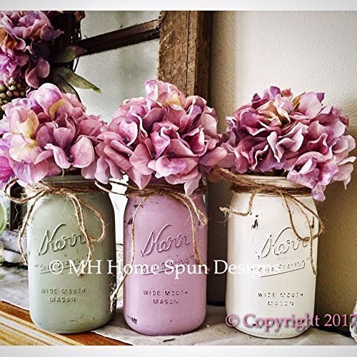 3 piece shabby chic mason jar quart set