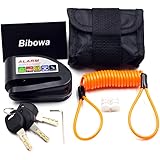 Bibowa Disc Brake Lock with Alarm - Anti -Theft Disc Lock Motorcycle Alarm with 110dB Alarm Sound 5ft Reminder Cable and Pouc