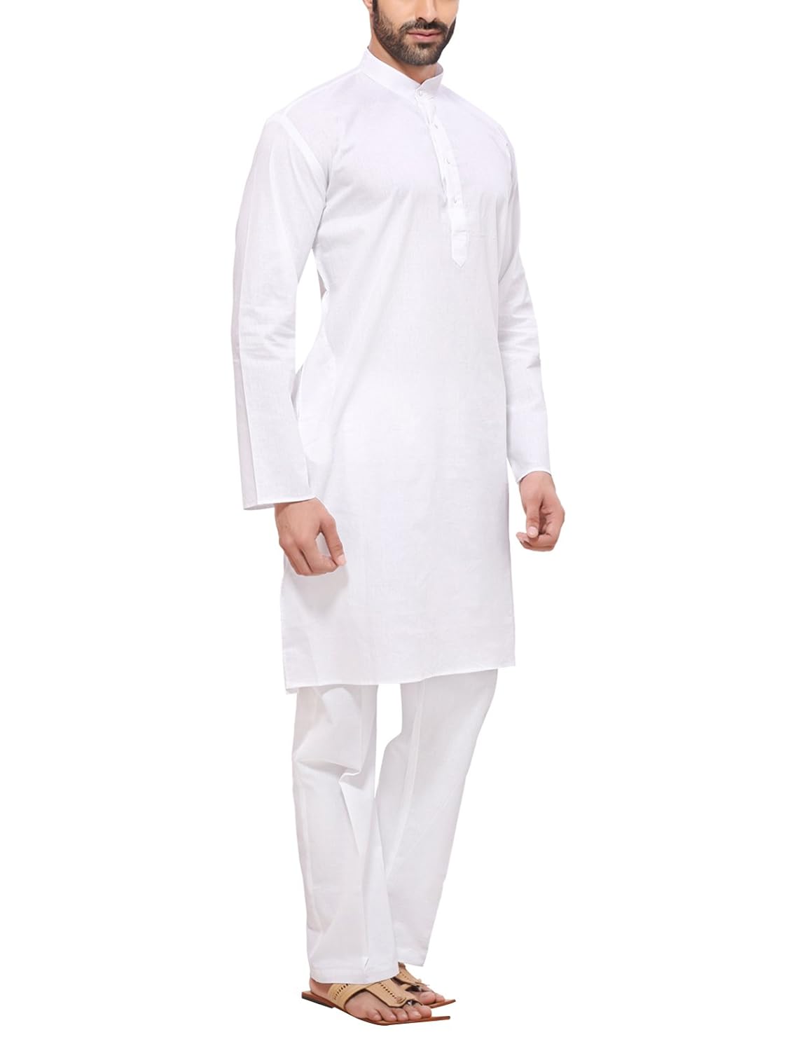 rg designers men's cotton plain white kurta pyjama