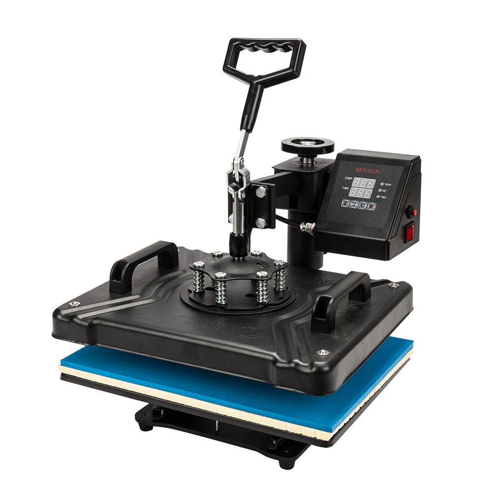 ROVSUN 8 in 1 Heat Press Machine,Transfer Sublimation Multifunction, 360° Swing Away, Rhinestone/T-Shirt/Hat/Mug/Plate/Cap/Mouse Pads DIY Heat Press, 12“ x 15” 1250W Black