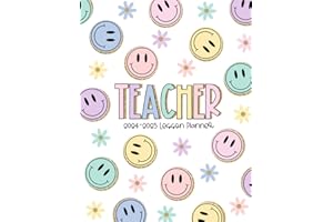 Teacher Lesson Planner 2024-2025: Monthly and Weekly Agenda & Record Book for Teachers | Academic Year August 2024 - July 2025 | with Pastel Happy Faces Print.