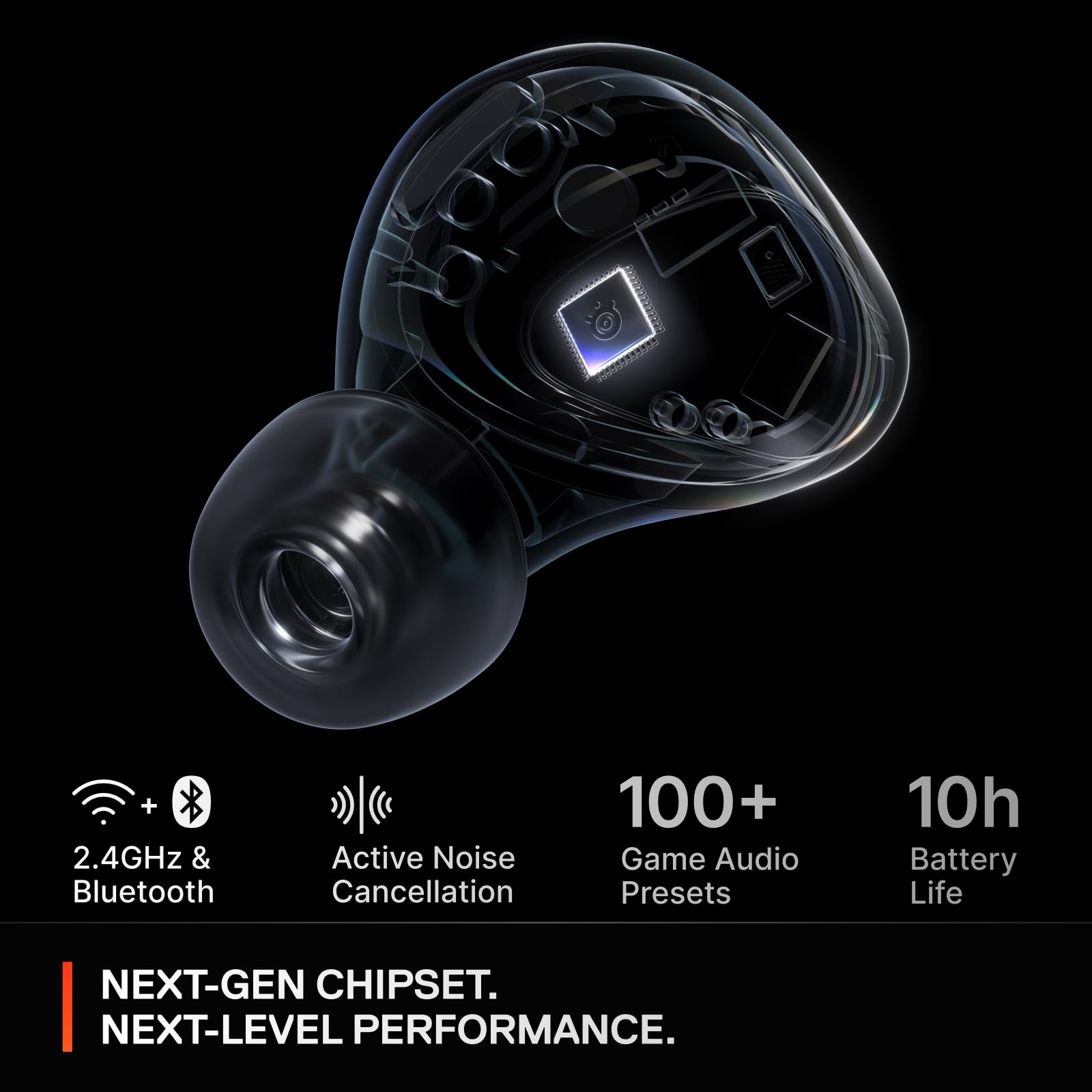 SteelSeries Arctis GameBuds for PS5 - Wireless Gaming Earbuds - 2.4GHz + BT 5.3 - IP55 Water Resistant - 40H Battery - Wireless Charging - PS5, PC, Switch 2, Mobile - Black 5