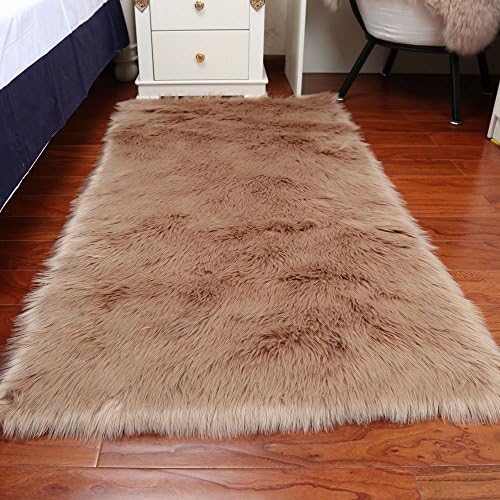Shaggy Soft Faux Sheepskin Fur Area Rugs Floor Mat Luxury Bedside Carpet for Bedroom Living Room (Cameo,23ft )