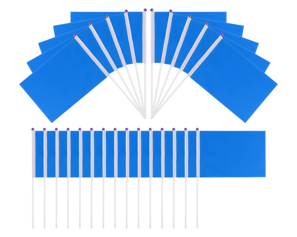 SCSpecial Small Flags 25 Pieces Mini Handheld Flags on Stick 8.2 Inch x 5.5 Inch Outdoor Flags for Parades and Decoration (Blue)