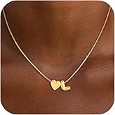 Decholly Easter Gifts for Kids Teen Girls Women - 14K Gold Plated Dainty Heart A-Z Initial Letter Necklace Teen Girls Gifts Trendy Stuff Birthday Gift for 5 6 7 8 9 10 Year Old Girls Gift