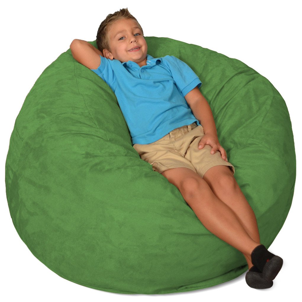 Comfy Sacks 3 foot Memory Foam Bean Bag Chair, Lime Micro Suede