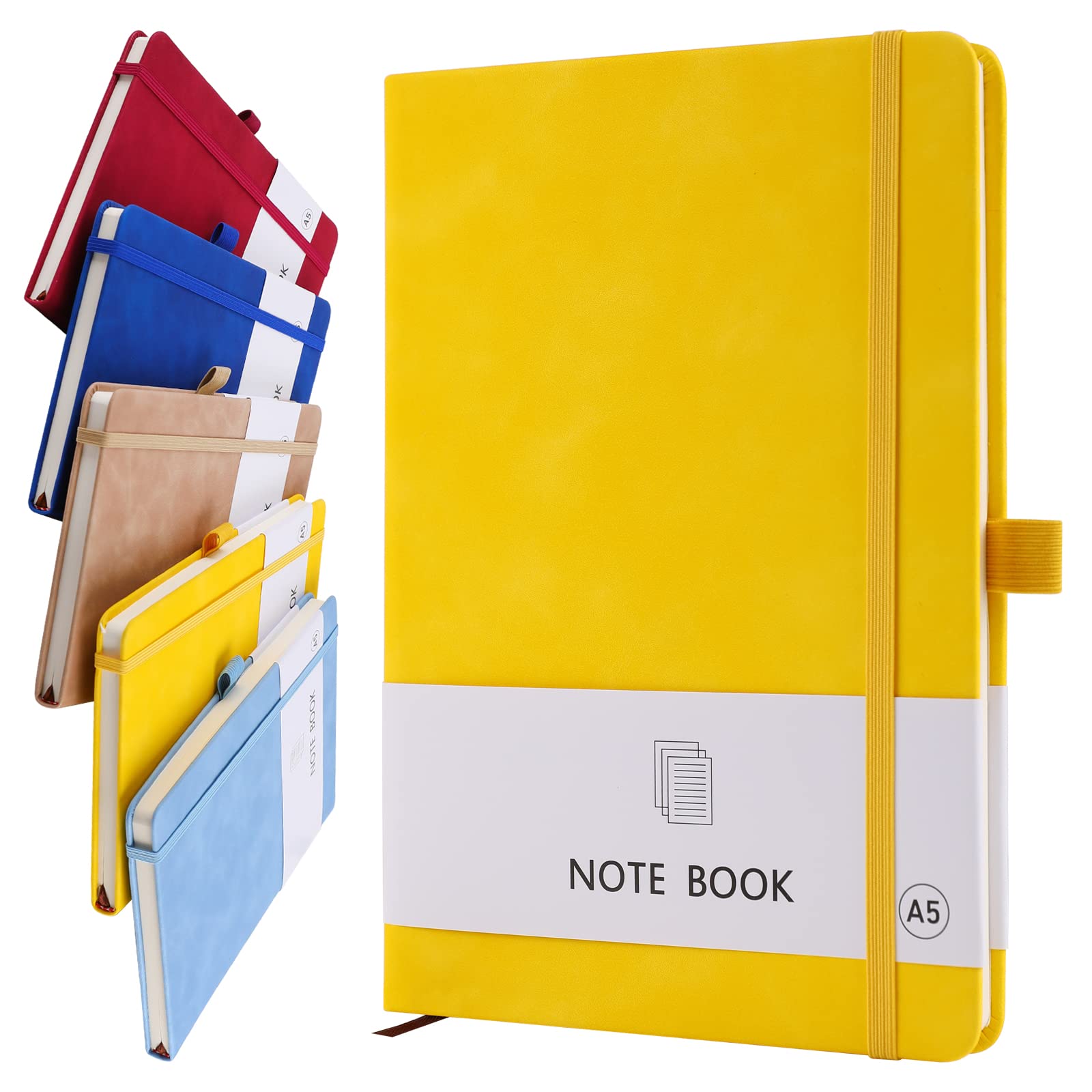 A5 Notebook, Notebook A5 Note Book Note Pad Journal Notebook A5 Notepad PU Leather Notebook for Office School Home Business Writing & Note Taking 200 Pages (100 Sheets)-Neon Orange — image 1