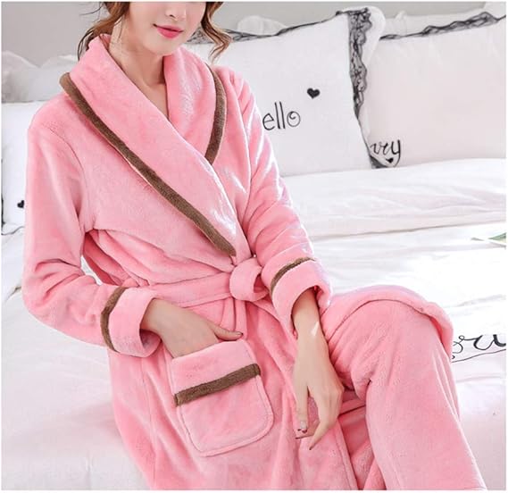 Femaroly Lady Sexy Flannel Bathrobe Women Coral Fleece Robe Warm Lounge
